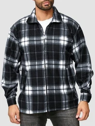 Blouson Fleece Hemd Holzfller Jacke Karierte Arbeitsjacke 2594 in Dunkelgrau