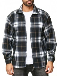 Egomaxx Blouson Fleece Hemd Holzfäller Jacke Karierte Arbeitsjacke (2594) Schwarz