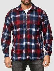 Egomaxx Blouson Fleece Hemd Holzfäller Jacke Karierte Arbeitsjacke (2594) Rot