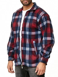 Egomaxx Blouson Fleece Hemd Holzfäller Jacke Karierte Arbeitsjacke (2594) Rot