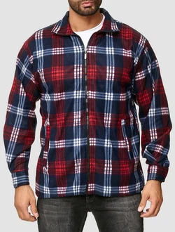 Egomaxx Blouson Fleece Hemd Holzfäller Jacke Karierte Arbeitsjacke (2594) Rot