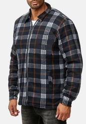Egomaxx Blouson Fleece Hemd Holzfäller Jacke Karierte Arbeitsjacke (2594) Dunkelblau