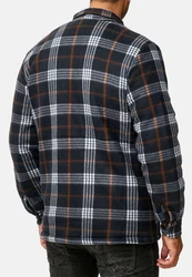 Egomaxx Blouson Fleece Hemd Holzfäller Jacke Karierte Arbeitsjacke (2594) Dunkelblau