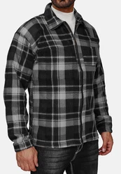 Egomaxx Blouson Fleece Hemd Holzfäller Jacke Karierte Arbeitsjacke (2594) Grau