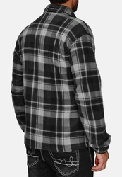 Egomaxx Blouson Fleece Hemd Holzfäller Jacke Karierte Arbeitsjacke (2594) Grau