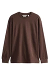 Next Langarmshirt Relaxed Fit Dunkelbraun/Braun