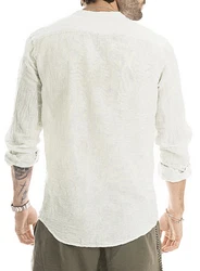 JMIERR Hemd Stehkragenhemd Businesshemd Khaki/Weiß/Creme/Beige