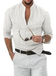 JMIERR Hemd Stehkragenhemd Businesshemd Khaki/Weiß/Creme/Beige