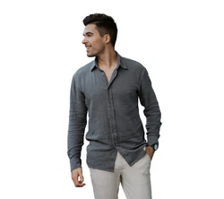 hutch&putch Langarmhemd Herrenhemd Business Casual Freizeit Grau/Hellgrau/Dunkelgrau/Dunkelblau