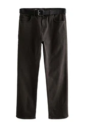 Next Straight-Jeans Authentische Straight Fit Jeans mit Gürtel Khaki/Dunkelbraun
