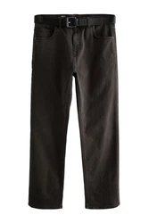 Next Straight-Jeans Authentische Straight Fit Jeans mit Gürtel Khaki/Dunkelbraun