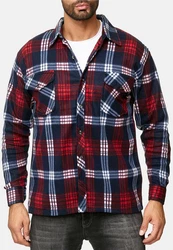 Egomaxx Langarmhemd Fleece Hemd Holzfäller Arbeiterjacke (2595) Rot/Blau (2595)