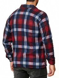 Egomaxx Langarmhemd Fleece Hemd Holzfäller Arbeiterjacke (2595) Rot/Blau (2595)