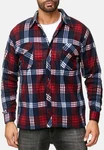 Egomaxx Langarmhemd Fleece Hemd Holzfäller Arbeiterjacke (2595) Rot/Blau (2595)