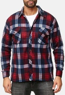 Egomaxx Langarmhemd Fleece Hemd Holzfäller Arbeiterjacke (2595) Rot/Blau (2595)
