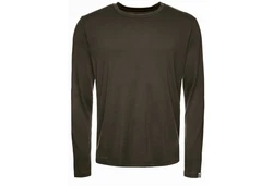 Kaipara Merino Sportswear Langarmshirt Merino Longsleeve Herren Regularfit Dunkelgrün/Khaki