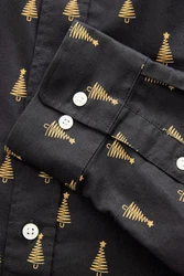 Next Langarmhemd mit Weihnachts-Print Schwarz/Braun/Gelb/Dunkelblau