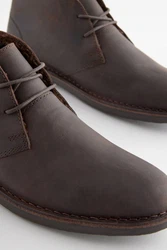 Next Desert-Boots mit Teddyfutter Schnürstiefel Braun/Dunkelbraun/Grau