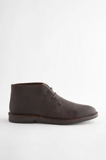 Next Desert-Boots mit Teddyfutter Schnürstiefel Braun/Dunkelbraun/Grau