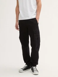 Chinohose Loose Tapered Cargohose mit Logo Stickerei