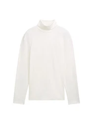 TOM TAILOR Shirt mit Rollkragen Weiß/Creme