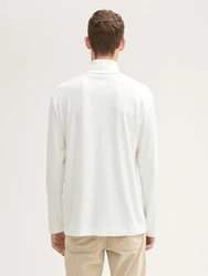 TOM TAILOR Shirt mit Rollkragen Weiß/Creme
