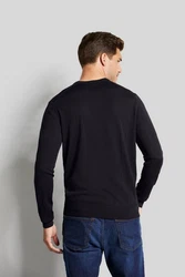 bugatti Rundhalspullover Schwarz/Dunkelblau/Blau/Dunkelgrau