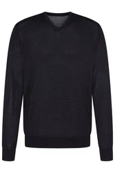 bugatti Rundhalspullover Schwarz/Dunkelblau/Blau/Dunkelgrau