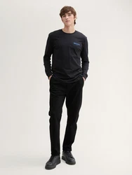 TOM TAILOR Denim Chinohose Regular Tapered Jogger Schwarz/Dunkelgrau