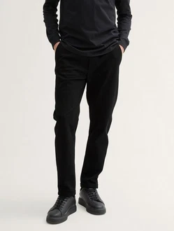 TOM TAILOR Denim Chinohose Regular Tapered Jogger Schwarz/Dunkelgrau