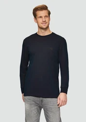s.Oliver Langarmshirt Longsleeve mit Logo-Detail Dunkelblau/Schwarz