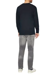 s.Oliver Langarmshirt Longsleeve mit Logo-Detail Dunkelblau/Schwarz