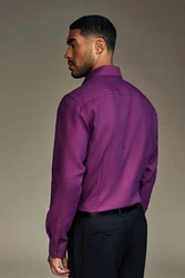 Next Langarmhemd Slim Fit Hemd Lila/Rosa/Dunkelblau