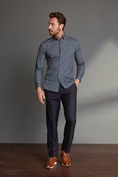 Next Stoffhose Signature mit Motion Flex-Bund Dunkelblau/Blau