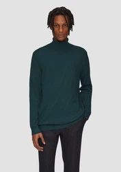 QS Strickpullover Slim-Fit mit Rollkragen Dunkelgrün/Grün/Türkis