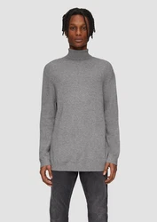 QS Strickpullover Slim-Fit mit Rollkragen Hellgrau/Dunkelgrau/Grau