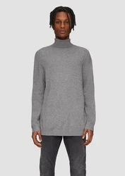 QS Strickpullover Slim-Fit mit Rollkragen Hellgrau/Dunkelgrau/Grau