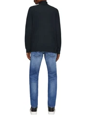 QS Strickpullover Slim-Fit mit Rollkragen Schwarz/Dunkelblau