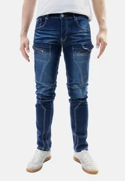 Regular-fit-Jeans Denim Style Jeans Hose mit Kontrastfalten und Zip 8198 in Blau