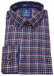 Redmond Langarmhemd Comfort Fit Rot/Dunkelblau/Dunkelrot