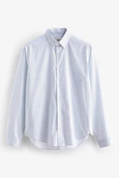 Next Langarmhemd Bedrucktes Oxford-Langarmhemd mit Stretch Hellblau/Blau/Fliederfarben