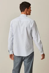 Next Langarmhemd Bedrucktes Oxford-Langarmhemd mit Stretch Hellblau/Blau/Fliederfarben