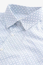 Next Langarmhemd Bedrucktes Oxford-Langarmhemd mit Stretch Hellblau/Blau/Fliederfarben