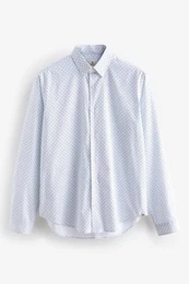 Langarmhemd Bedrucktes Oxford-Langarmhemd mit Stretch (1-tlg)