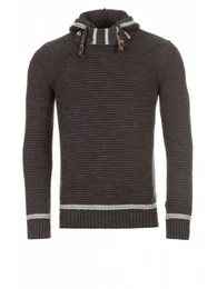 Rundhalspullover Strick Kapuzenpullover 129 mit Kapuze