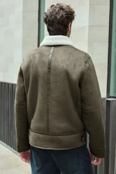 Next Fellimitatjacke Jacke mit Lammkunstfell (1-St) Dunkelgrün/Khaki