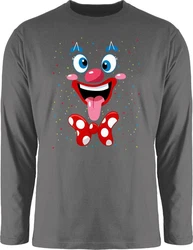 Shirtracer Rundhalsshirt Clown Gesicht Kostüm Creme/Grau/Rot