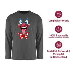 Shirtracer Rundhalsshirt Clown Gesicht Kostüm Creme/Grau/Rot
