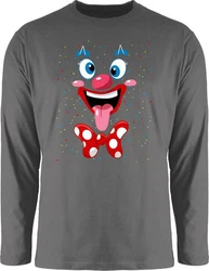 Shirtracer Rundhalsshirt Clown Gesicht Kostüm Creme/Grau/Rot