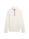 TOM TAILOR Strickpullover Troyer Relaxed Fit Weiß/Creme/Khaki/Beige